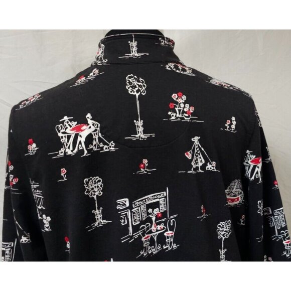 Koret Womens Large Black Full  Zip Coffee Shop City Scape Travel Paris Jacket - Picture 9 of 10